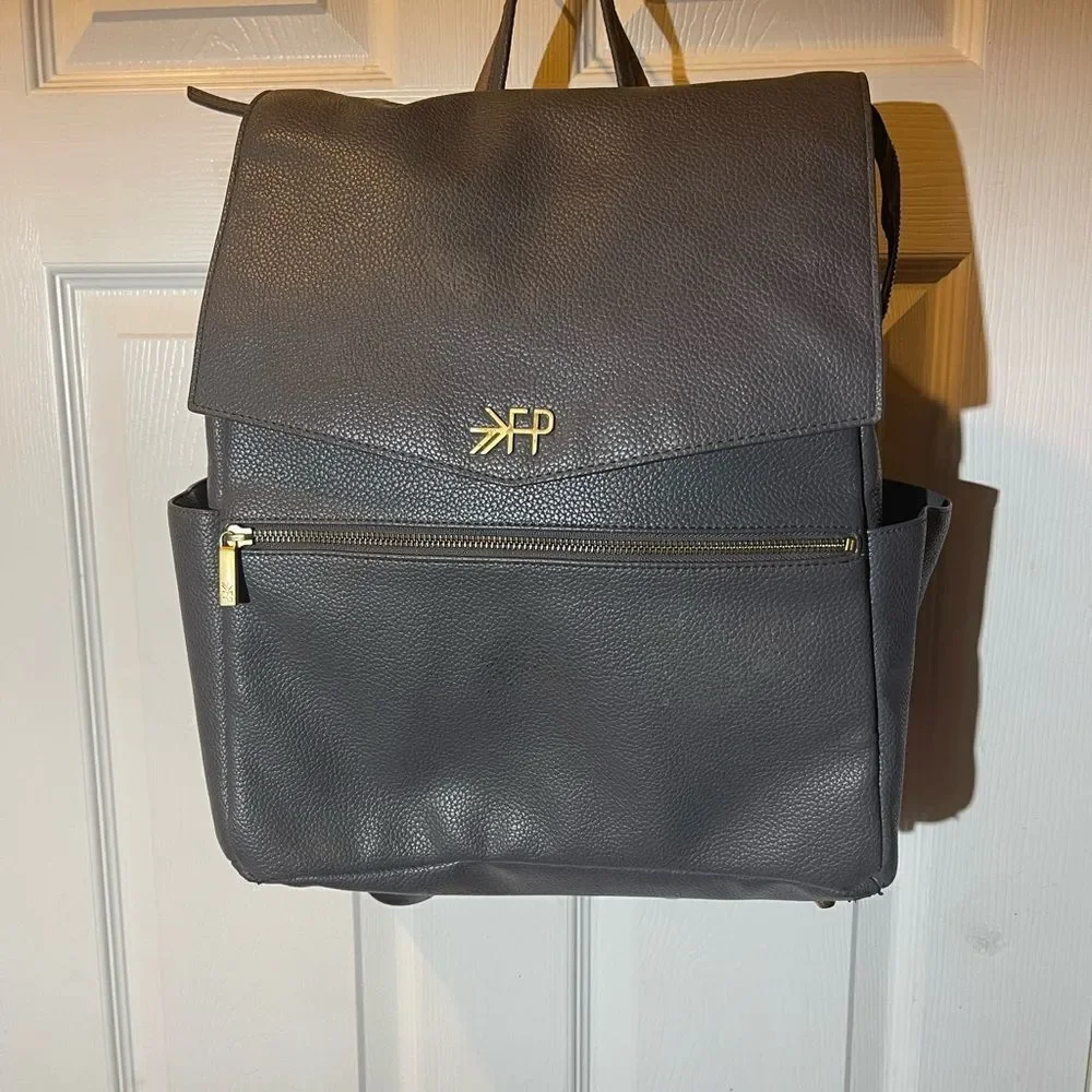 Freshly Picked Diaper Bag convertible backpack Synthetic Gray brass hardwares.